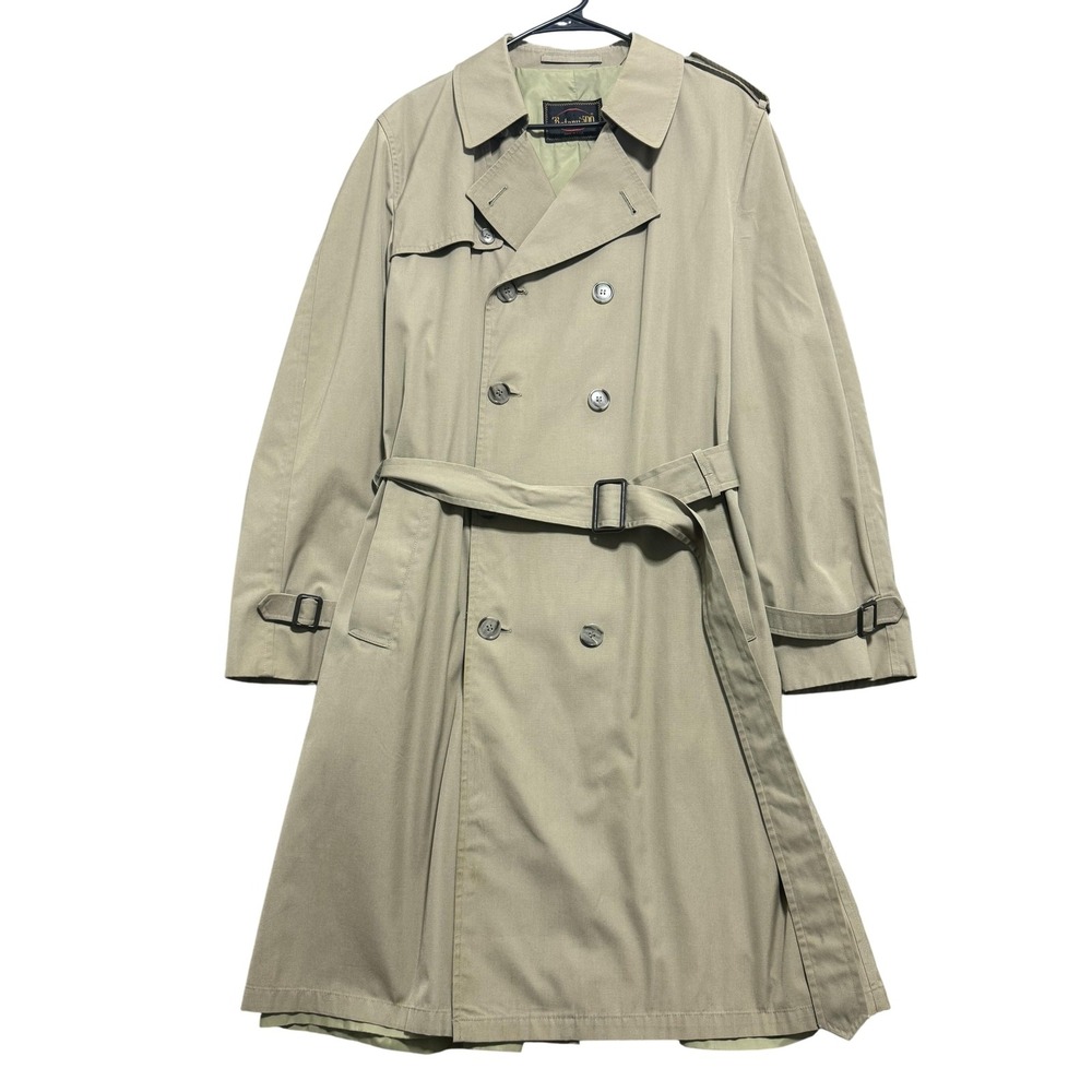 Vintage Botany 500 Trench Coat Mens 40 Long Double‎ Breasted Belted Made USA 80s